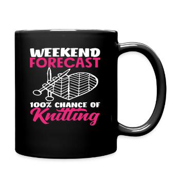 Weekend weather knitting 100% possibility - Full Colour Mug - black - Right
