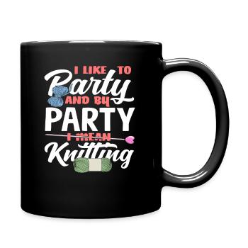 Je fête avec du tricot et de la laine - Mug uni - noir - Droite