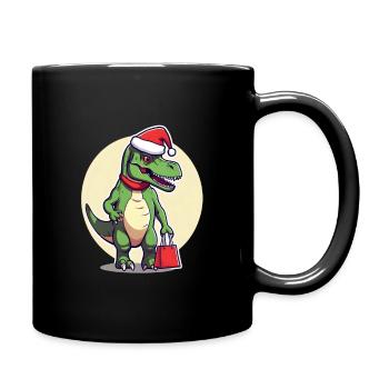 Frohe Weihnachten Dinosaurier - Tasse einfarbig - Schwarz - Rechts