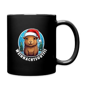 Capybara Weihnachten - Tasse einfarbig - Schwarz - Rechts