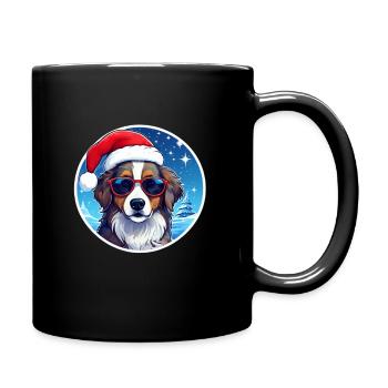 Hund Weihnachten - Tasse einfarbig - Schwarz - Rechts