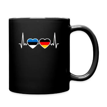 Estonie Allemagne Heartbeat Drapeau Allemand Este - Mug uni - noir - Droite