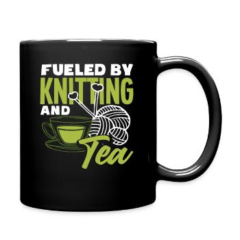 Tensioned by knitting and tea - Full Colour Mug - black - Right