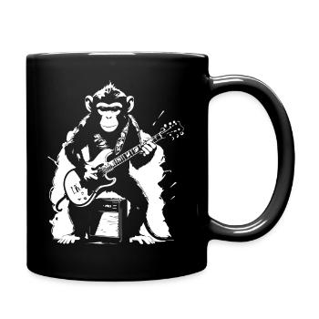 Funny Monkey joue de la guitare électrique - Mug uni - noir - Droite