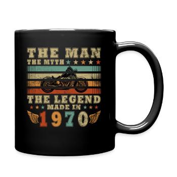 Legende seit 1970 Motorrad Geburtstag Geschenk - Tasse einfarbig - Schwarz - Rechts