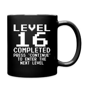 Level 16 completed 16. Geburtstag Gamer Geschenk - Tasse einfarbig - Schwarz - Rechts