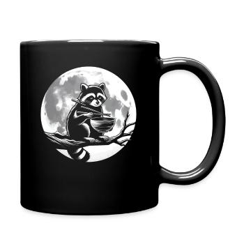 Le raton laveur mange des nouilles instantanées - Motif animalier amusant - Mug uni - noir - Droite