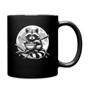 Un raton laveur drôle mange des nouilles instantanées - drôle T - Mug uni - noir - Droite