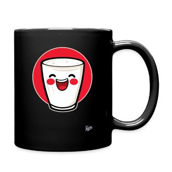Süße Kawaii Glückliche Milch - Tasse einfarbig - Schwarz - Rechts