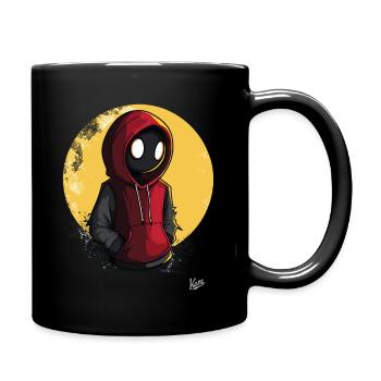 Mysteriöse Comic Figur im roten Hoodie - Tasse einfarbig - Schwarz - Rechts