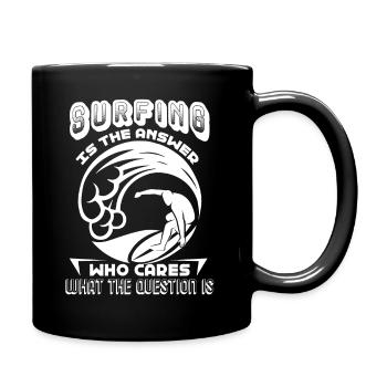 Surfing Is The Answer - Full Colour Mug - black - Right