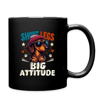Hund Dackel Pfotenabdruck Beanie Dackelfreund Wau - Tasse einfarbig - Schwarz - Rechts