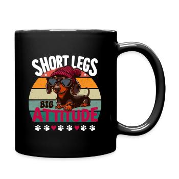 Dog Dachshund Beanie Paw Print Dachshund Fan Funny - Full Colour Mug - black - Right