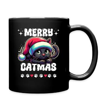 Merry Catmas Weihnachten Katze Pfote Katzenmama - Tasse einfarbig - Schwarz - Rechts
