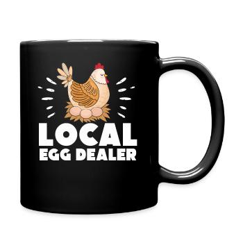 Lokaler Eierhändler Hühnerbesitzer Züchter - Tasse einfarbig - Schwarz - Rechts