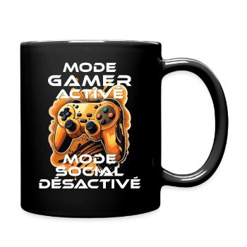 Gamer geek accro à la console de jeux vidéo humour - Mug uni - noir - Droite