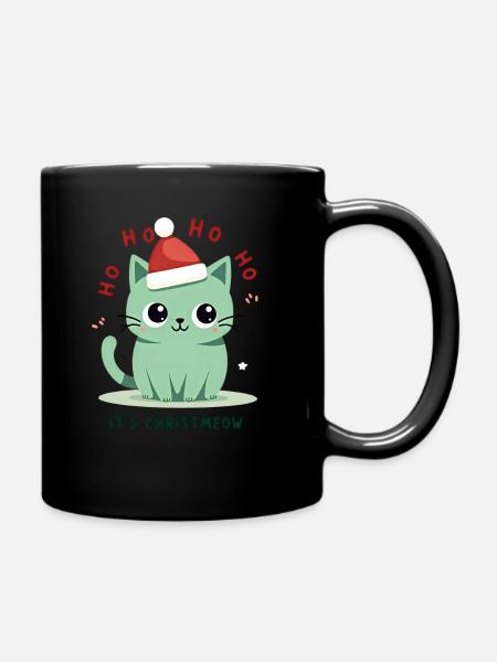 Ho Ho Ho - It's ChristMeow - Cat Christmas - Tasse einfarbig - Schwarz