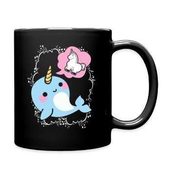 Narwhal Dreaming Of Unicorn - Full Colour Mug - black - Right