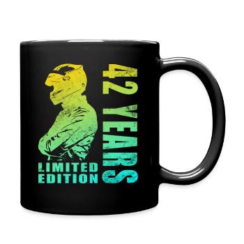 Biker 42 Jahre Motorradfahrer Geburtstag Motorrad - Tasse einfarbig - Schwarz - Rechts