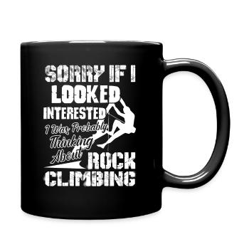 Rock Climbing Thinking About Rock Climbing - Full Colour Mug - black - Right