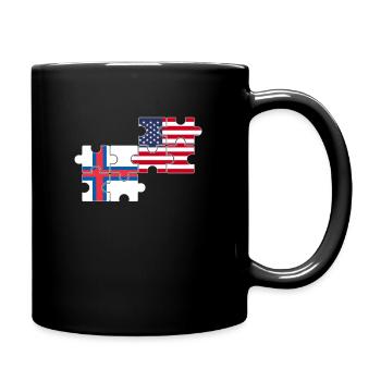 Faroe Islands USA Flag American Faroese - Full Colour Mug - black - Right