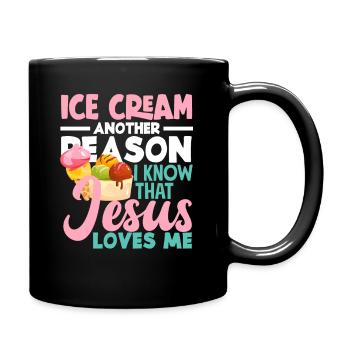 Amateur de crème glacée Jésus amour - Mug uni - noir - Droite