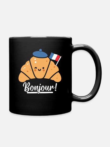 Bonjour Frankreich Croissants - Tasse einfarbig - Schwarz