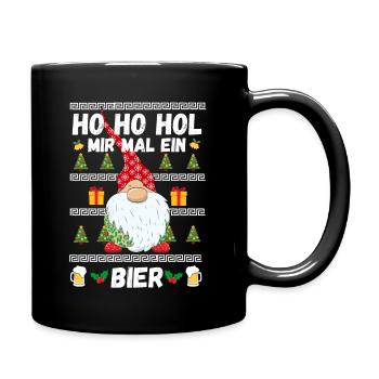 Weihnachten Wichtel Bier Alkohol Geschenk Lustig - Tasse einfarbig - Schwarz - Rechts