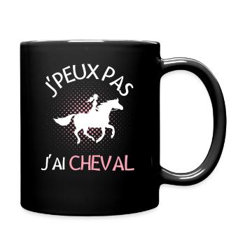 Femme sur cheval équitation - Mug uni - noir - Droite