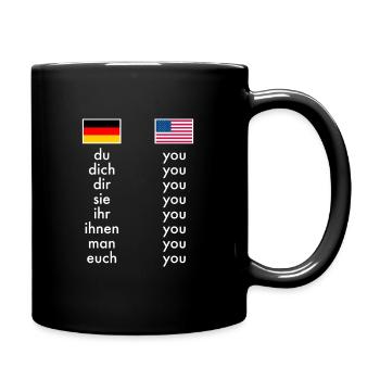 English German Grammar Learning Funny Teachers - Full Colour Mug - black - Right