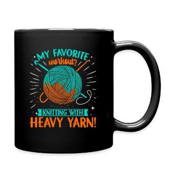 Mon entraînement préféré ? Tricoter avec de la laine épaisse ! - Mug uni - noir - Droite