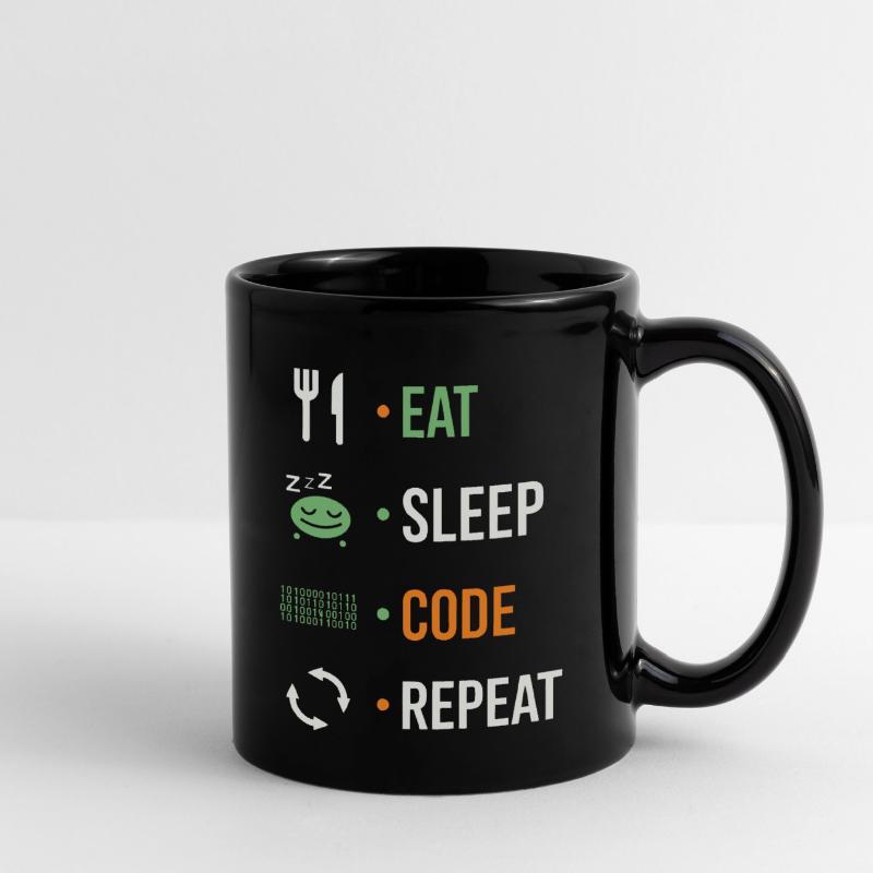 Manger, dormir, coder, répéter. Mug uni