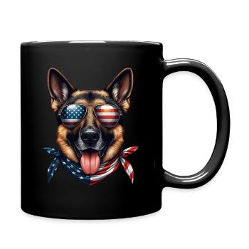 Amour de chien de drapeau américain de berger allemand - Mug uni - noir - Droite