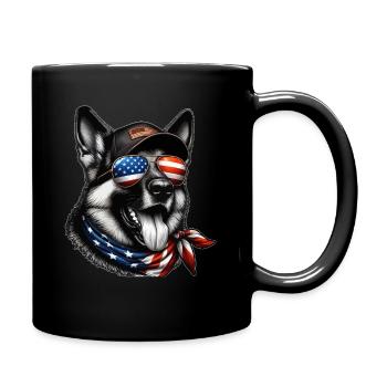Schäferhund German Shepard USA Flagge Patriot - Tasse einfarbig - Schwarz - Rechts