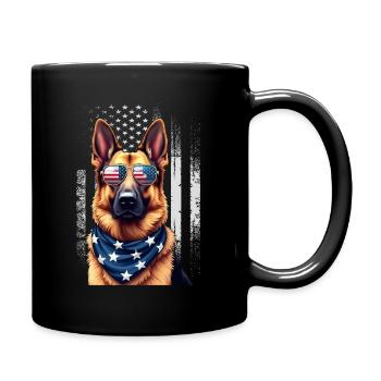 German Shepherd American Flag Sonnenbrille Patriot - Tasse einfarbig - Schwarz - Rechts