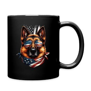 Amour de chien de drapeau américain de berger allemand - Mug uni - noir - Droite