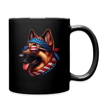 Amour de chien de drapeau américain de berger allemand - Mug uni - noir - Droite