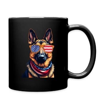 Amour de chien de drapeau américain de berger allemand - Mug uni - noir - Droite