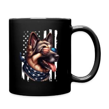 Amour de chien de drapeau américain de berger allemand - Mug uni - noir - Droite