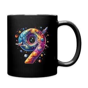 9. Geburtstag Weltraum - Tasse einfarbig - Schwarz - Rechts