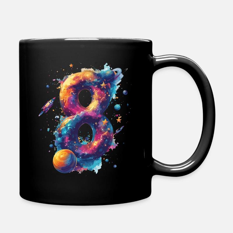 8. Geburtstag Weltraum - Tasse einfarbig - Schwarz