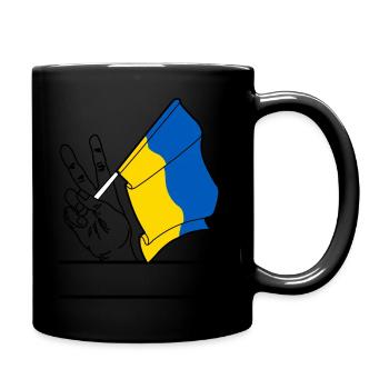 Flag Ukraine peace sign text space - Full Colour Mug - black - Right