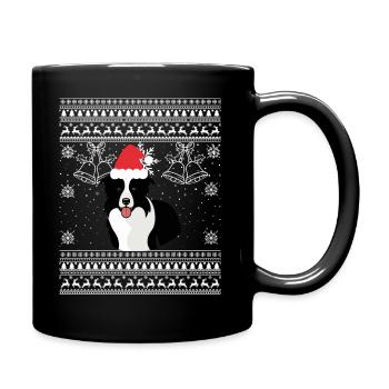 Border collie Christmas sweet dog - Full Colour Mug - black - Right