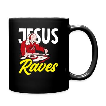Techno Lover Jesus Raves DJ Art - Full Colour Mug - black - Right
