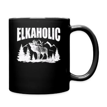 Elk Hunting Elkaholic Hunters - Full Colour Mug - black - Right