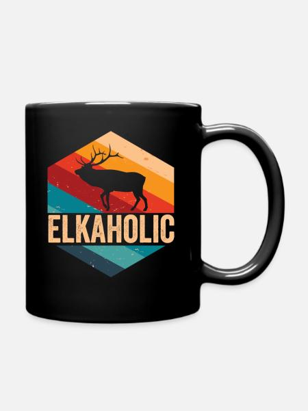 Elchjagd Elkaholische Jäger - Tasse einfarbig - Schwarz