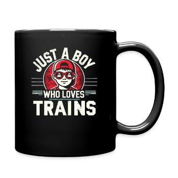 Train Locomotive Railway, for Boys - Full Colour Mug - black - Right