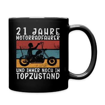 Biker 21 Jahre Motorradfahrer Geburtstag Motorrad - Tasse einfarbig - Schwarz - Rechts