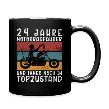 Biker 24 Jahre Motorradfahrer Geburtstag Motorrad - Tasse einfarbig - Schwarz - Rechts