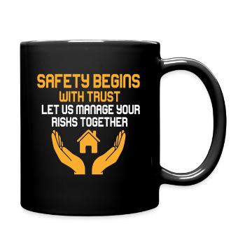 Safety begins with trust - let us manage your risk - Full Colour Mug - black - Right